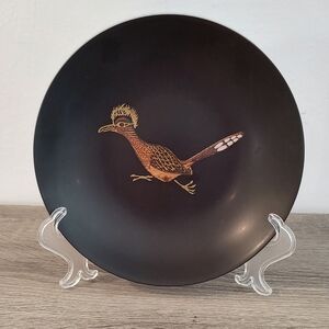 Couroc of Monterey Vintage Inlay Wood Roadrunner Bird MCM Decorative Bowl 60s